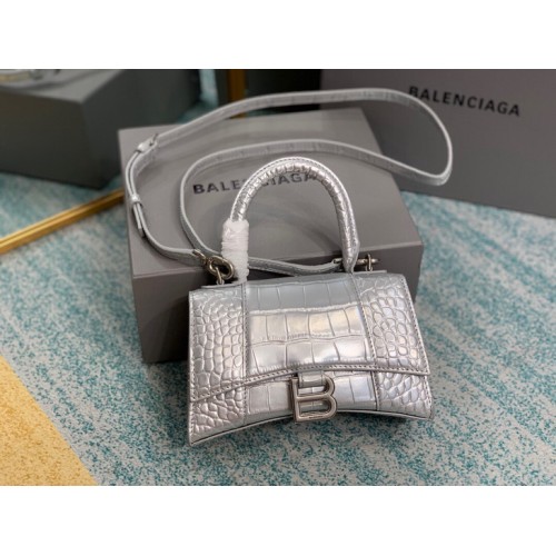 Balenciaga Women's Hourglass Top Handle Bag in Silver Balenciaga Women's Hourglass Top Handle Bag in Silver
