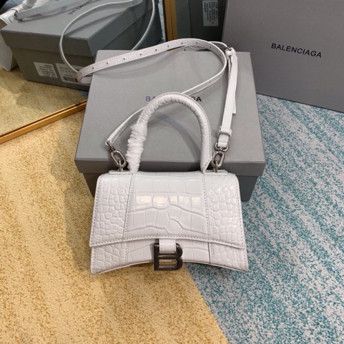 Balenciaga Women's Hourglass Top Handle Bag in White Balenciaga Women's Hourglass Top Handle Bag in White