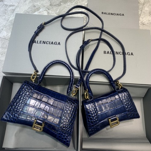 Balenciag Crocodile Pattern Hourglass Bag In Dark Blue Balenciag Crocodile Pattern Hourglass Bag In Dark Blue