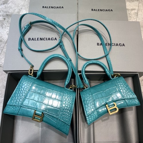 Balenciag Crocodile Pattern Hourglass Bag In Light Blue Balenciag Crocodile Pattern Hourglass Bag In Light Blue