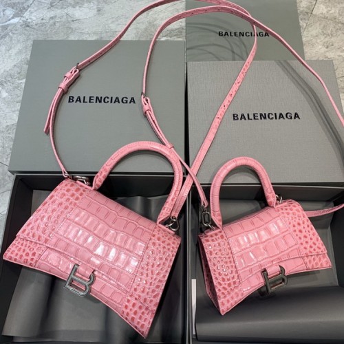 Balenciag Crocodile Pattern Hourglass Bag In Pink Balenciag Crocodile Pattern Hourglass Bag In Pink
