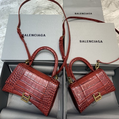 Balenciag Crocodile Pattern Hourglass Bag In Red Balenciag Crocodile Pattern Hourglass Bag In Red