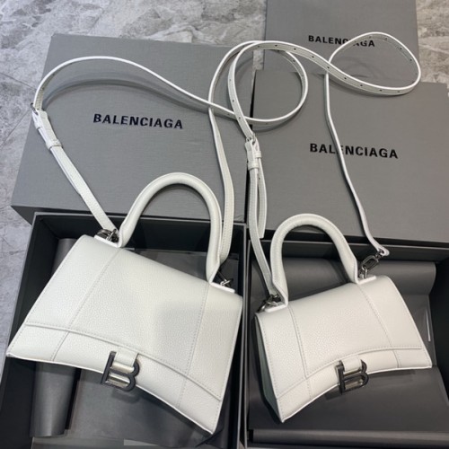 Balenciag Pebbled Hourglass Bag In White Balenciag Pebbled Hourglass Bag In White