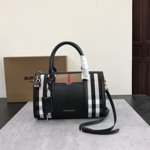 Burberry Sartorial House Check Bowling Bag Medium Black Burberry Sartorial House Check Bowling Bag Medium Black