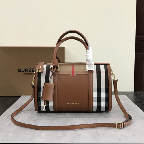 Burberry Sartorial House Check Bowling Bag Medium Coffee Burberry Sartorial House Check Bowling Bag Medium Coffee