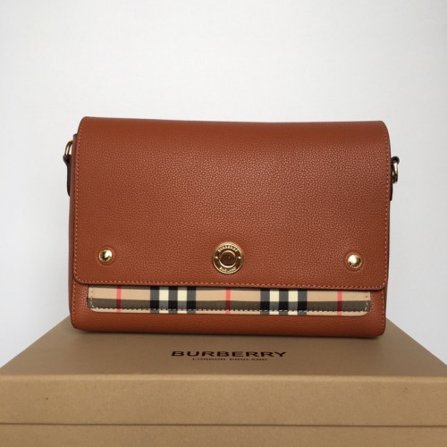 Burberry Leather and Vintage Check Note Crossbody Bag Brown Burberry Leather and Vintage Check Note Crossbody Bag Brown