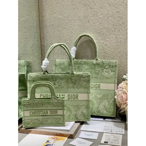 Dior Book Tote Green Toile de Jouy Reverse Embroidery Dior Book Tote Green Toile de Jouy Reverse Embroidery