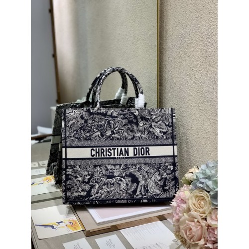 Dior Book Tote Blue Toile de Jouy Reverse Embroidery Dior Book Tote Blue Toile de Jouy Reverse Embroidery