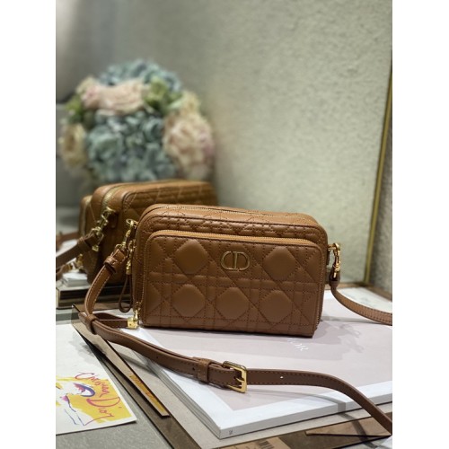 Dior Caro Double Pouch Brown Supple Cannage Calfskin Dior Caro Double Pouch Brown Supple Cannage Calfskin