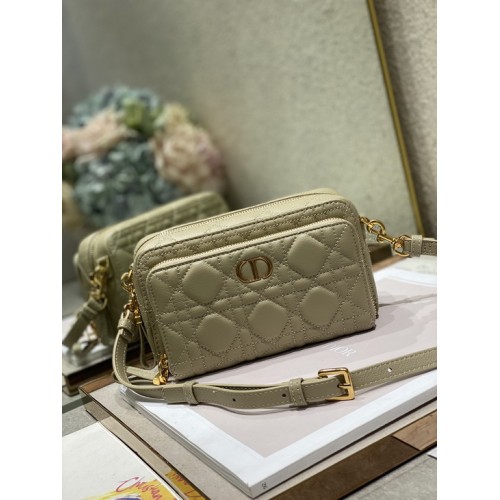 Dior Caro Double Pouch Khaki Supple Cannage Calfskin Dior Caro Double Pouch Khaki Supple Cannage Calfskin