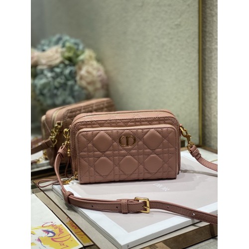 Dior Caro Double Pouch Taupe Rose Cannage Calfskin Dior Caro Double Pouch Taupe Rose Cannage Calfskin