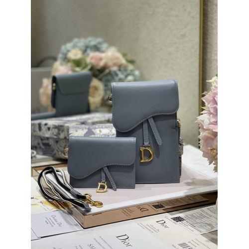 Dior Saddle Flap Card Holder Calfskin Cloud Blue Dior Saddle Flap Card Holder Calfskin Cloud Blue