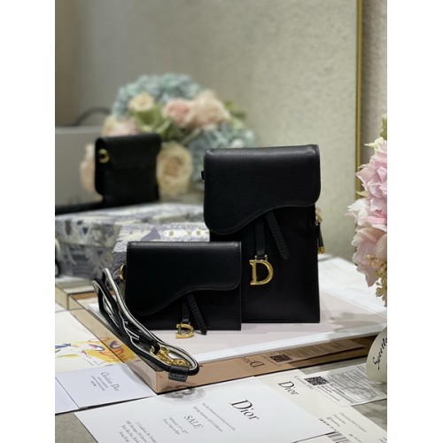 Dior Saddle Flap Card Holder Calfskin Black Dior Saddle Flap Card Holder Calfskin Black