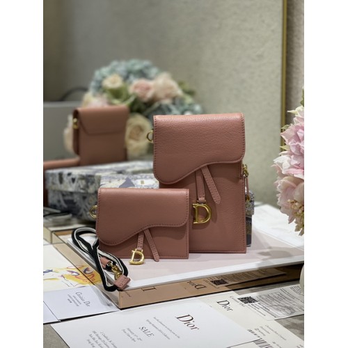 Dior Saddle Flap Card Holder Calfskin Pink Dior Saddle Flap Card Holder Calfskin Pink