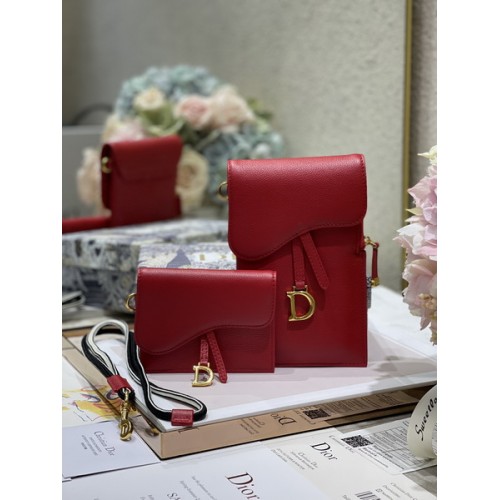Dior Saddle Flap Card Holder Calfskin Brick Red Dior Saddle Flap Card Holder Calfskin Brick Red
