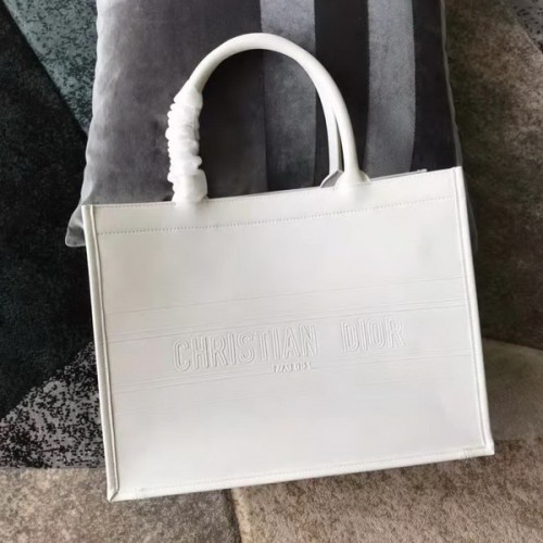 Christian Dior Calfskin Embossed Small Book Tote White Christian Dior Calfskin Embossed Small Book Tote White