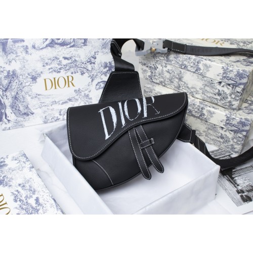 Dior Homme Saddle Bag Black With Dior Logo Dior Homme Saddle Bag Black With Dior Logo