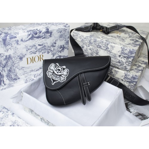 Dior Homme Saddle Bag Black With White Stitching Dior Homme Saddle Bag Black With White Stitching