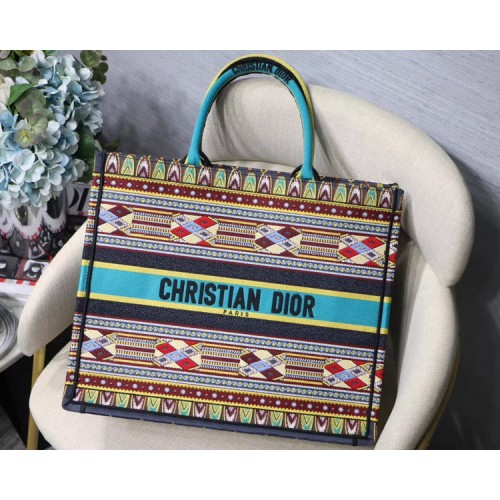 Dior Book Tote Bag In Embroidered Canvas Turquoise Dior Book Tote Bag In Embroidered Canvas Turquoise