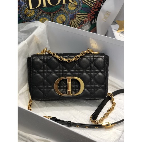 Dior Small Caro Bag Soft Cannage Calfskin In Black Dior Small Caro Bag Soft Cannage Calfskin In Black