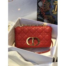 Dior Small Caro Bag Soft Cannage Calfskin In Red