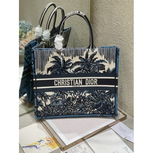 Dior Book Tote Blue Dior Palms Embroidery Dior Book Tote Blue Dior Palms Embroidery