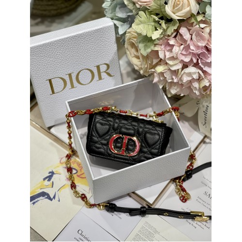 Dior Mini Dioramour Caro Bag Heart pattern calfskin Black Dior Mini Dioramour Caro Bag Heart pattern calfskin Black