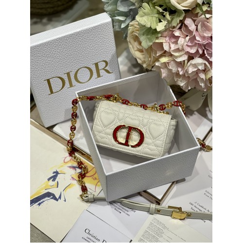 Dior Mini Dioramour Caro Bag Heart pattern calfskin White Dior Mini Dioramour Caro Bag Heart pattern calfskin White