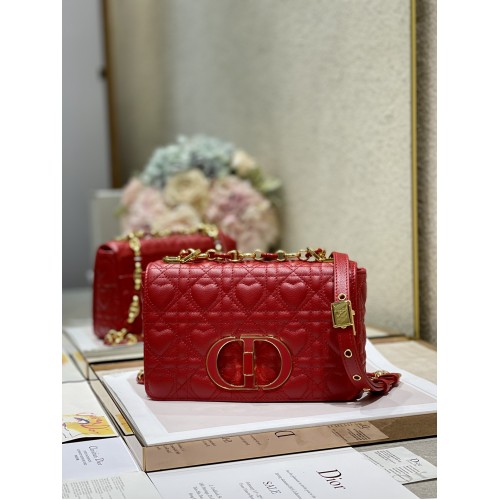 Dior Small Dioramour Caro Bag Heart pattern calfskin Red Dior Small Dioramour Caro Bag Heart pattern calfskin Red