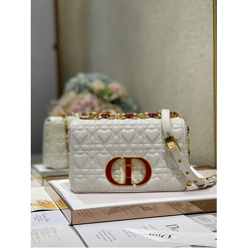 Dior Small Dioramour Caro Bag Heart pattern calfskin White Dior Small Dioramour Caro Bag Heart pattern calfskin White