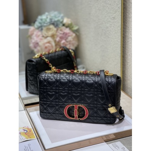 Dior Medium Dioramour Caro Bag Heart pattern calfskin Black Dior Medium Dioramour Caro Bag Heart pattern calfskin Black