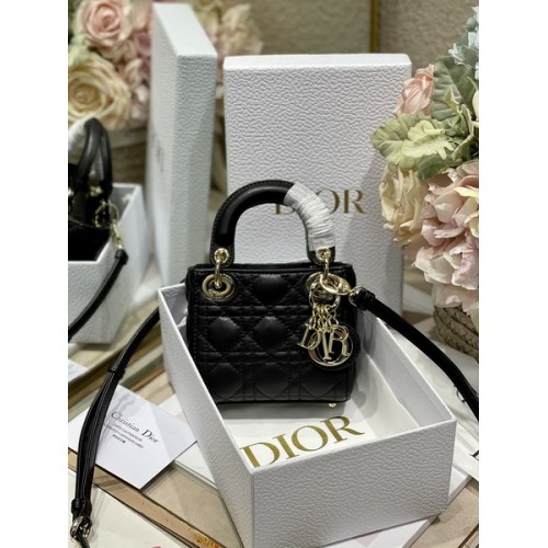 Dior Micro Lady Dior Bag Rose Des Vents Cannage Lambskin Black 0856 Dior Micro Lady Dior Bag Rose Des Vents Cannage Lambskin Black 0856