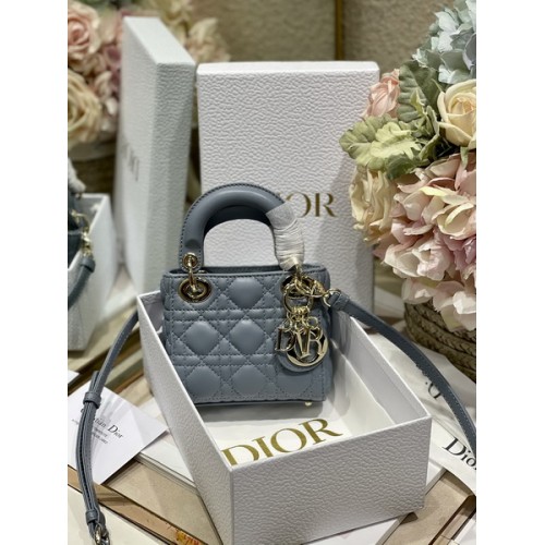 Dior Micro Lady Dior Bag Rose Des Vents Cannage Lambskin Blue 0856 Dior Micro Lady Dior Bag Rose Des Vents Cannage Lambskin Blue 0856