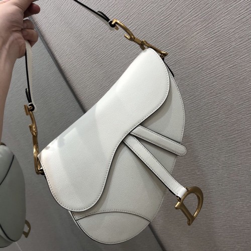 Dior Oblique Saddle Bag Leather White Dior Oblique Saddle Bag Leather White