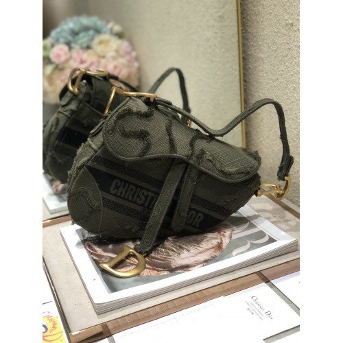 Dior Oblique Saddle Bag Tassels Dark Green Dior Oblique Saddle Bag Tassels Dark Green