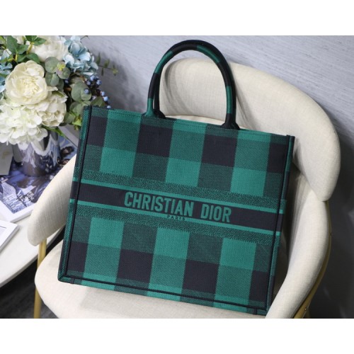 Dior Book Tote Bag In Green And Black Check Bag Dior Book Tote Bag In Green And Black Check Bag