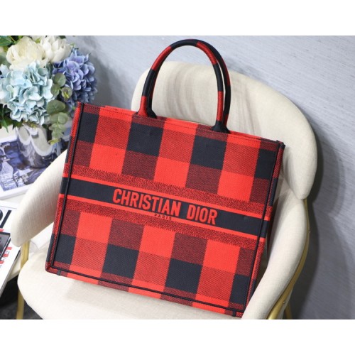 Dior Book Tote Bag In Red And Black Check Bag Dior Book Tote Bag In Red And Black Check Bag