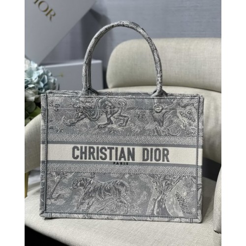 Dior Book Tote Toile de Jouy Reverse Embroidery Gray Dior Book Tote Toile de Jouy Reverse Embroidery Gray