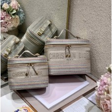 Dior Small DiorTravel Vanity Case Multicolor Striped Embroidery