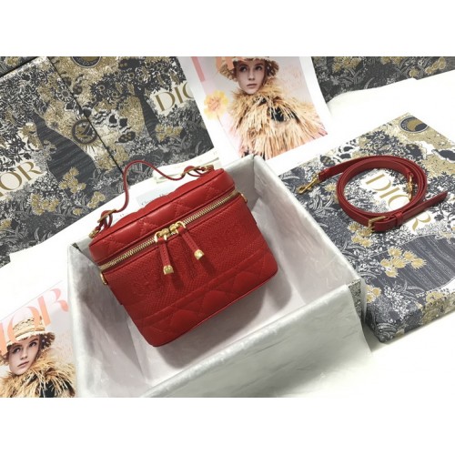 Dior Small DiorTravel Vanity Case Red Cannage Lambskin Dior Small DiorTravel Vanity Case Red Cannage Lambskin