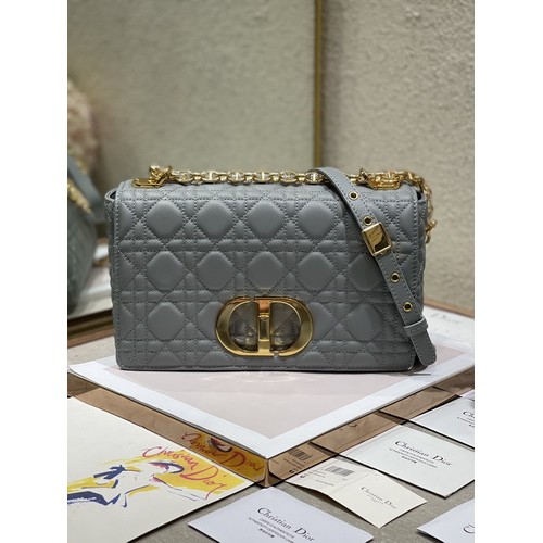 Medium Dior Caro Bag Supple Cannage Calfskin M9241 Grey Medium Dior Caro Bag Supple Cannage Calfskin M9241 Grey