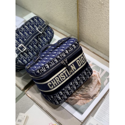 DiorTravel Vanity Case Blue Dior Oblique Embroidery DiorTravel Vanity Case Blue Dior Oblique Embroidery