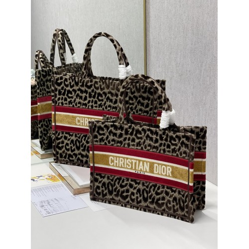 Dior Book Tote Velvet Coffee Leopard Dior Book Tote Velvet Coffee Leopard