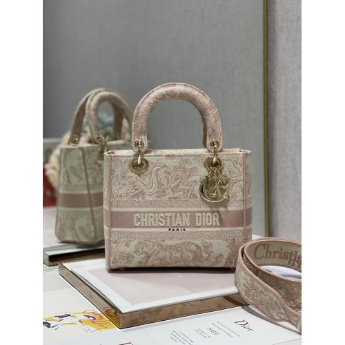 Dior Medium Lady D-Lite Bag Rose Des Vents Toile de Jouy Embroidery Dior Medium Lady D-Lite Bag Rose Des Vents Toile de Jouy Embroidery