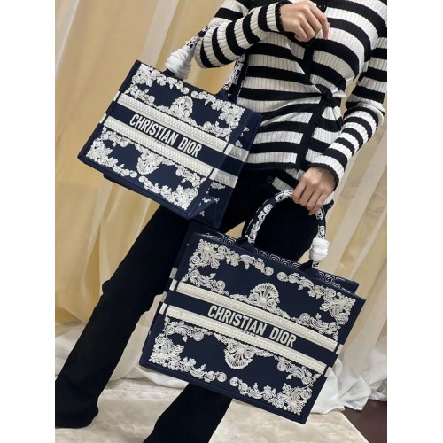 Dior Book Tote Blue and White Cornely-Effect Embroidery Dior Book Tote Blue and White Cornely-Effect Embroidery