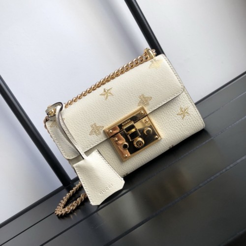 Gucci Padlock Bee Star Small Shoulder Bag 432182 White Gucci Padlock Bee Star Small Shoulder Bag 432182 White
