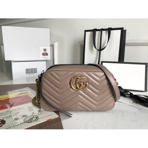 Gucci Calfskin Matelasse Small GG Marmont Chain Shoulder Bag 447632 Nude Pink Gucci Calfskin Matelasse Small GG Marmont Chain Shoulder Bag 447632 Nude Pink