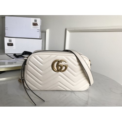 Gucci Calfskin Matelasse Small GG Marmont Chain Shoulder Bag 447632 White Gucci Calfskin Matelasse Small GG Marmont Chain Shoulder Bag 447632 White