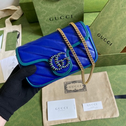 Gucci GG Marmont Beloved Mini Bag Blue And Turquoise Leather 574969 Gucci GG Marmont Beloved Mini Bag Blue And Turquoise Leather 574969