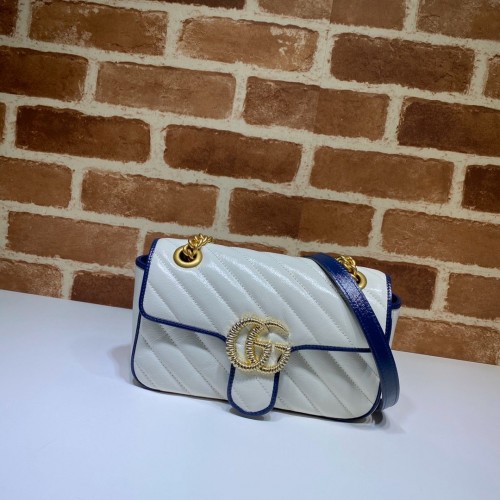 Gucci GG Marmont Flap Bag 446744 White/Navy Trap Gucci GG Marmont Flap Bag 446744 White/Navy Trap